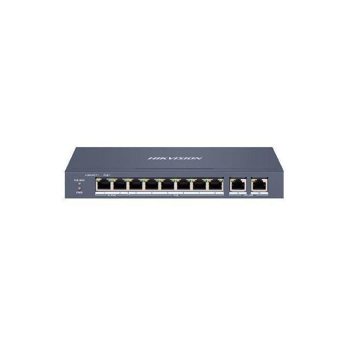 Hikvision Switch PoE Smart Gestionable L2 8 Puertos Fast Ethernet 2 Gigabit RJ45 120W 300m