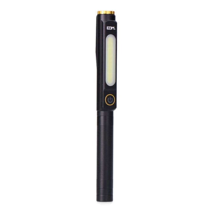Edm Linterna de trabajo spot 5W / COB 8W, aluminio, IP44, 6500K, 200-500 lm, batería litio, USB tipo C, imán y clip 1 Edm Linterna de trabajo spot 5W / COB 8W, aluminio, IP44, 6500K, 200-500 lm, batería litio, USB tipo C, imán y clip 1