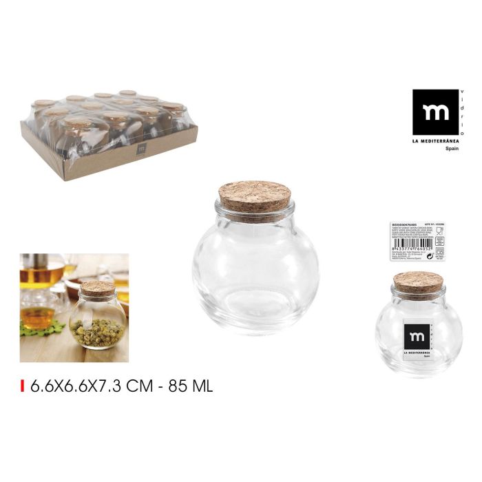 La Mediterranea Tarrito de Vidrio con Tapon de Corcho 85 ml - 6,6 x 7,3 x 6,6 cm (36 Unidades) La Mediterranea Tarrito de Vidrio con Tapon de Corcho 85 ml - 6,6 x 7,3 x 6,6 cm (36 Unidades)