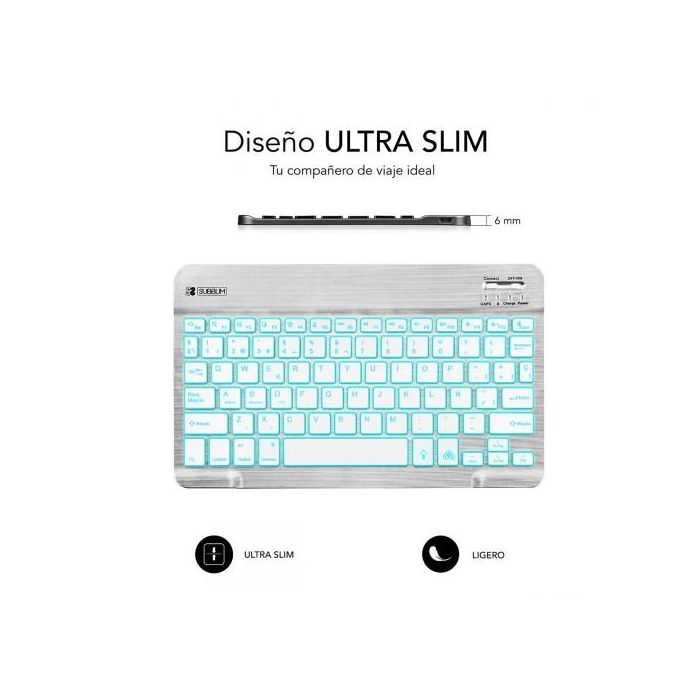 SUBBLIM Teclado Retroiluminado Bluetooth Smart Backlit BT Keyboard Silver 2