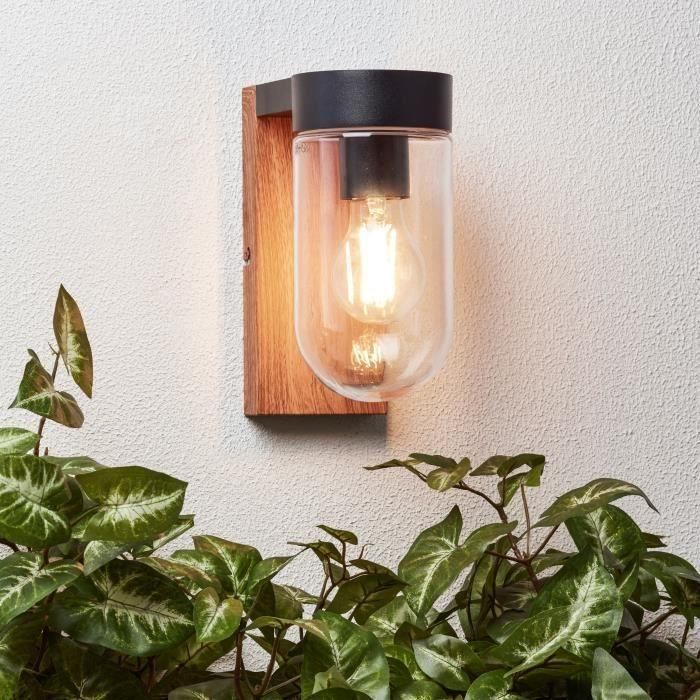 Brilliant CABAR Aplique Exterior E27 1x40W - Madera oscura, negro, metal y vidrio 1 Brilliant CABAR Aplique Exterior E27 1x40W - Madera oscura, negro, metal y vidrio 1