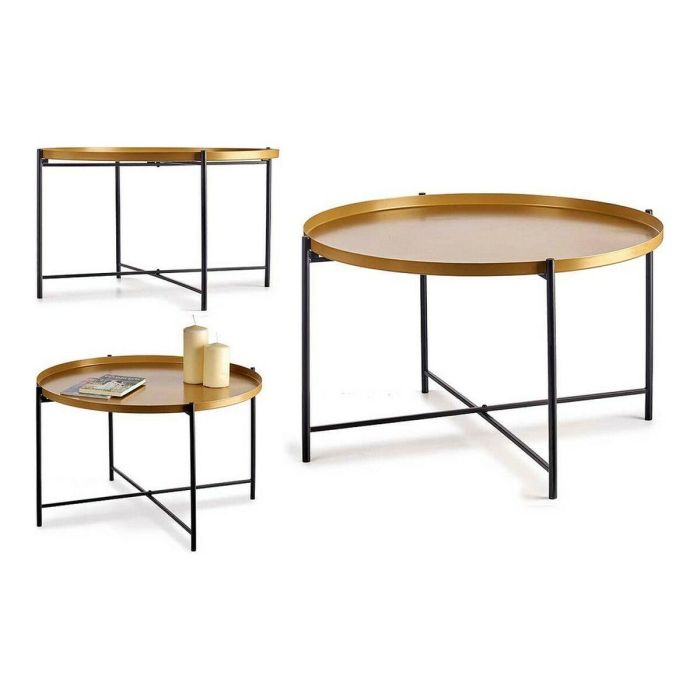 Mesa auxiliar Negro Dorado Metal (76,5 x 46 x 76,5 cm) 1 Mesa auxiliar Negro Dorado Metal (76,5 x 46 x 76,5 cm) 1