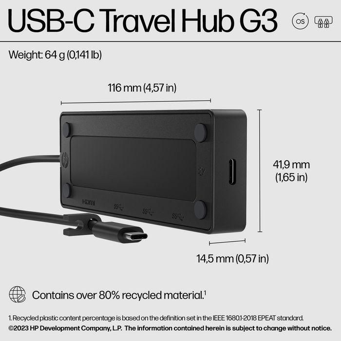 HP USB-C Travel Hub G3 - Hub de Viaje Compacto con 5 Puertos y Power Delivery Escalable 4