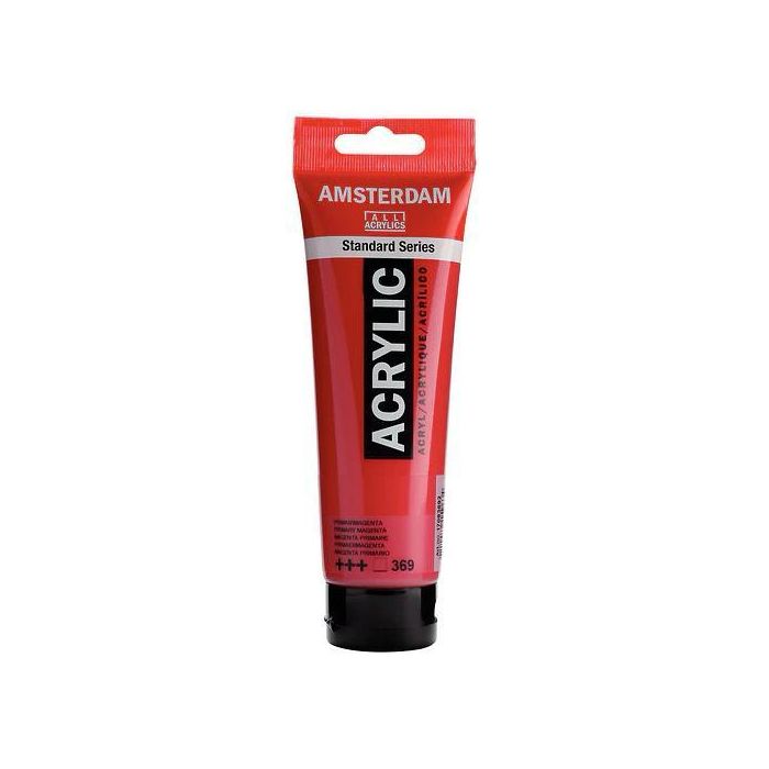 Talens Amsterdam 369 Pintura Acrílica Standard Series Magenta Primario, Tubo 120 mL, Transparente, Acabado Satinado, Alta Resistencia Luz