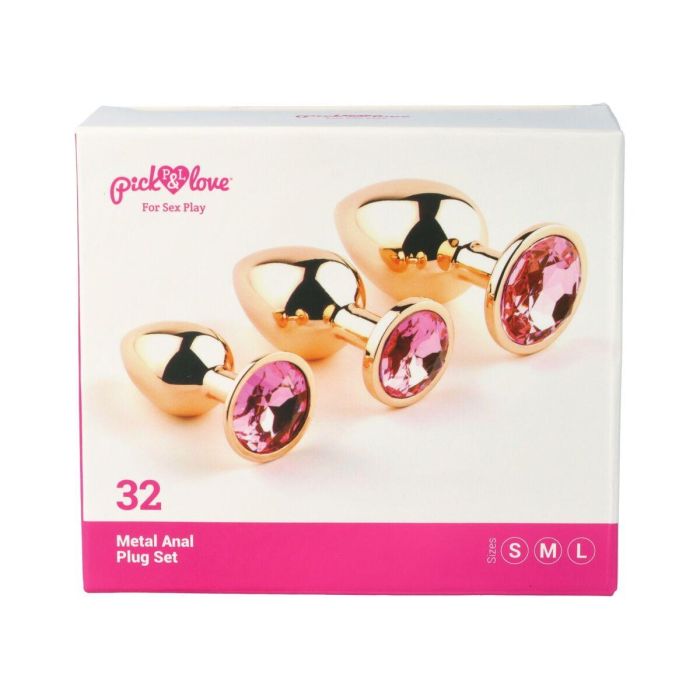 Plug Anal Pick&Love Nº 32 Dorado 3 Piezas (8,3 cm) (9,5 cm) (7,6 cm) 2