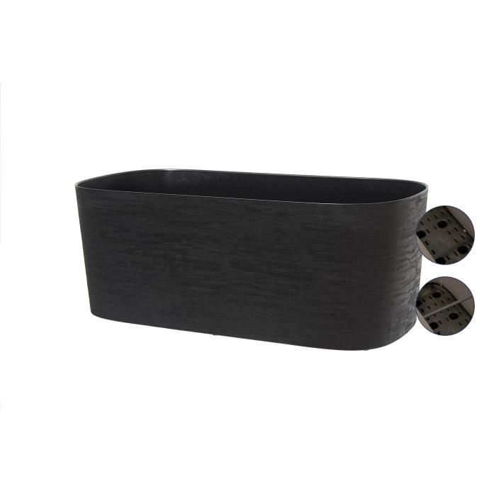 Garden Id 08310469 Jardinera con Reserva de Agua Respect, Negro-Anthracita, 50x17 cm, 100% Reciclada y Superficie Estructurada 2