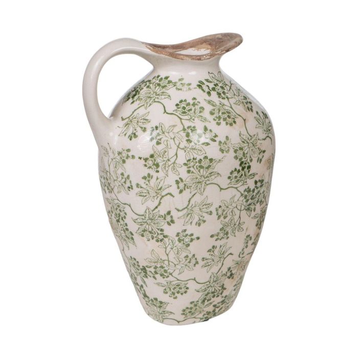 Jarrón Romimex Verde Beige Porcelana 27 x 16 x 15 cm Con asa