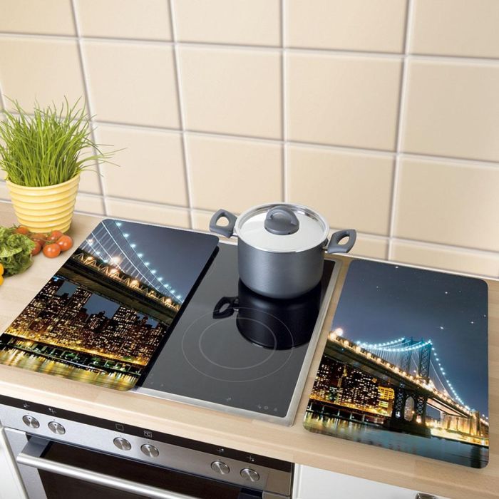 Wenko 2521320100 Placas Cobertoras de Vidrio Brooklyn Bridge, 2 Unidades, 30x52 cm, Vidrio Templado 2