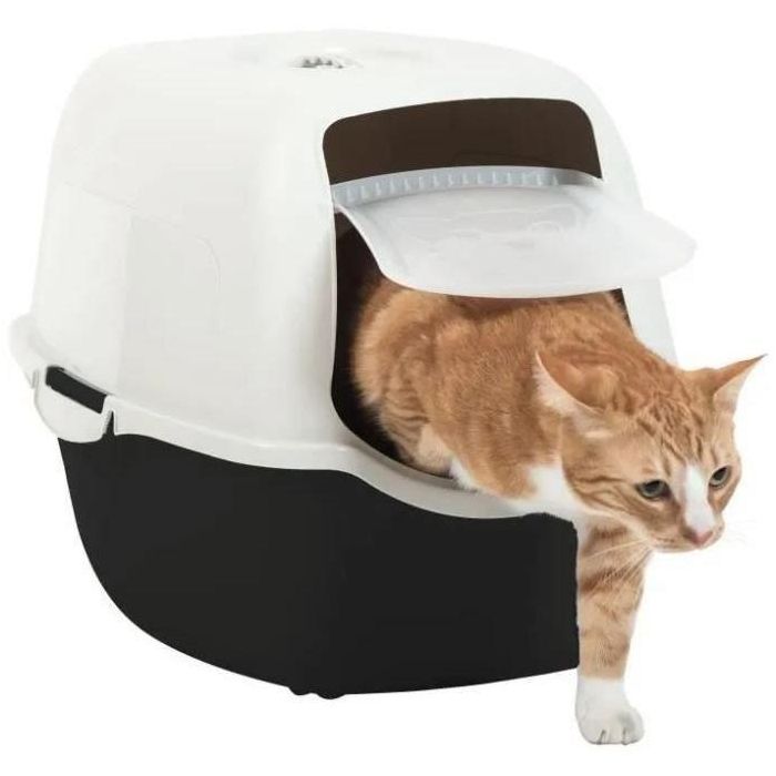 Pet Design 461404 Casa Sacha Hoilet para Gatos, 56x40x39 cm, Blanco y Negro 3