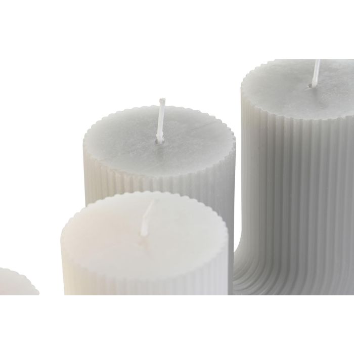 DKD Home Decor Vela Urban Decorativa de Cera Gris Blanco, 405 gr, 26h de Duración - Pack 12 Unidades (5x11x11 cm) 2