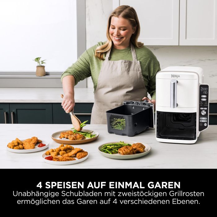 Ninja SL400EUWH Freidora de Aire Doble Cesta XL, 9.5L, Horno Eléctrico, Doble Zona, Tecnología DualZone, 2 Cajones, Blanca 6