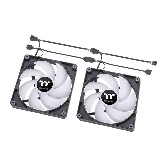 Thermaltake CT140 ARGB Sync Ventilador de Torre PC, Iluminación ARGB Sincronizable, Rodamiento Hidráulico, Negro, 2 Unidades 2