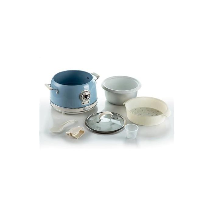 Ariete 2904/05 Olla Arrocera Multifunción 10 Tazas, Cocción Lenta, Mantener Caliente 24h, Vapor, Risotto, Tapa Vidrio, Azul Vintage 5