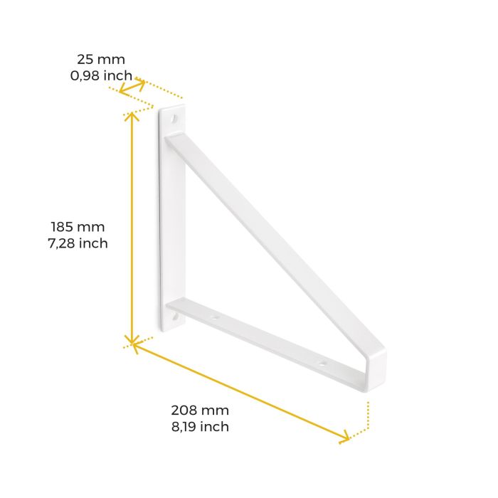 Emuca Juego de soportes para estante de madera Shelf con forma triangular, Acero, Pintado blanco 6