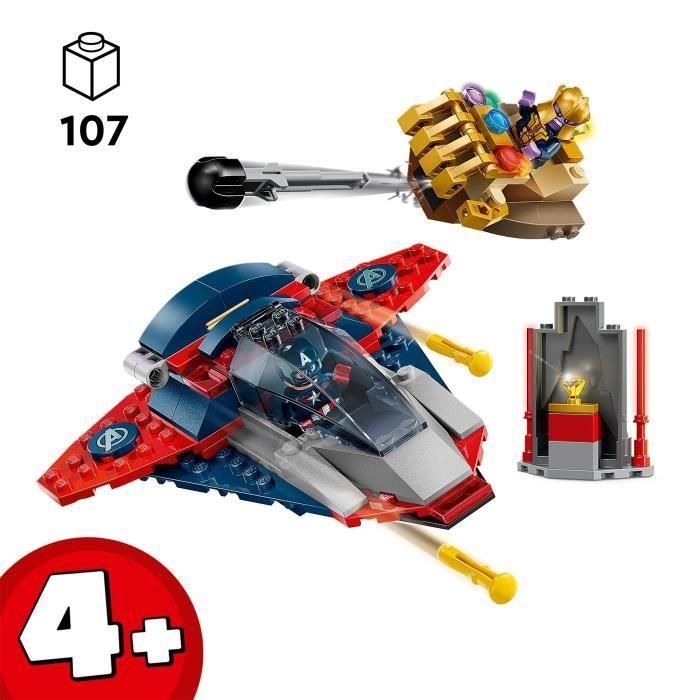 Lego 76319 Marvel Capitán América vs. Thanos - Set de Construcción con Quinjet y Guantelete del Infinito, 2 Minifiguras 1