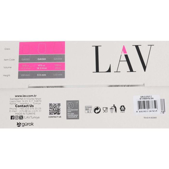 Set de 4 Vasos Gaia 475 cc Blanco Líneas - LAV (6 Cajas) 9 Set de 4 Vasos Gaia 475 cc Blanco Líneas - LAV (6 Cajas) 9
