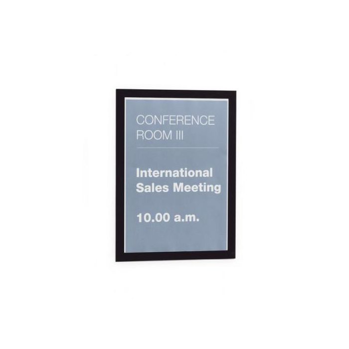 Durable Marco Informativo Magnetico Duraframe A4 Negro - Adhesivo para Superficies Lisas y Sólidas 1