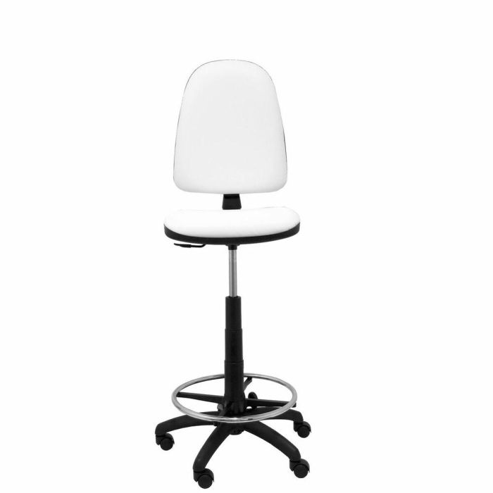 Piqueras y Crespo Taburete Ayna S-Brazos Regulable En Altura, Aro Reposapiés, Tapizado Símilpiel Blanco - Modelo T04 6 Piqueras y Crespo Taburete Ayna S-Brazos Regulable En Altura, Aro Reposapiés, Tapizado Símilpiel Blanco - Modelo T04 6