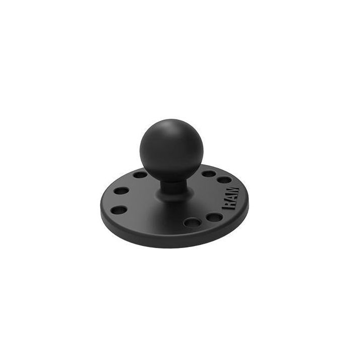 RAM Mounts RAM-B-202U Placa Redonda con Bola de Goma de 1", Plato de 2.5" con Patrón AMPS Universal