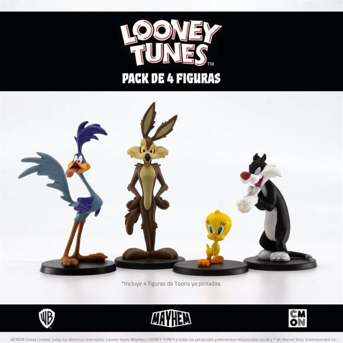 CMON LTM002ES Pack de 4 Figuras Juego de Tablero Looney Tunes Mayhem: Silvestre, Piolín, El Coyote y El Correcaminos 1 CMON LTM002ES Pack de 4 Figuras Juego de Tablero Looney Tunes Mayhem: Silvestre, Piolín, El Coyote y El Correcaminos 1