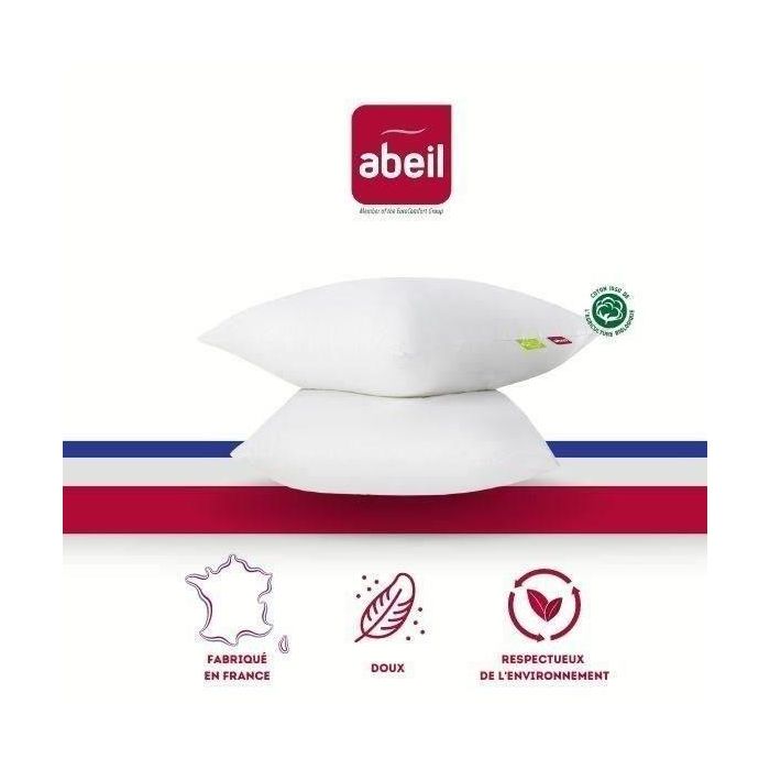 Abeil Almohadas Orgánicas Comfort (Set de 2) - Blancas 60 x 60 cm para un descanso óptimo y ecológico