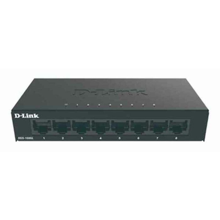 D-Link DGS-108GL Switch Gigabit Ethernet de 8 Puertos 10 Gbps, Carcasa Metálica Compacta, Silencioso, Eficiencia Energética