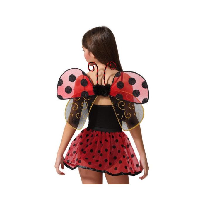 Conjunto de alas y tutú de mariquita roja con antenas para disfraces infantiles 0 Conjunto de alas y tutú de mariquita roja con antenas para disfraces infantiles 0