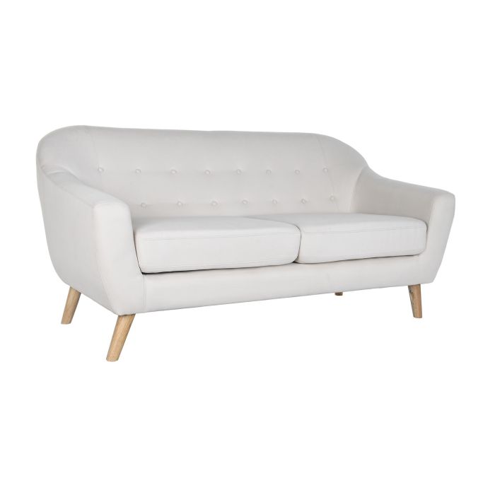 DKD Home Decor Sofá Scandi 3 Plazas Crema Natural 172x82x82 cm en Poliéster y Madera de Rubberwood Desmontable Altura Asiento 47 cm 4