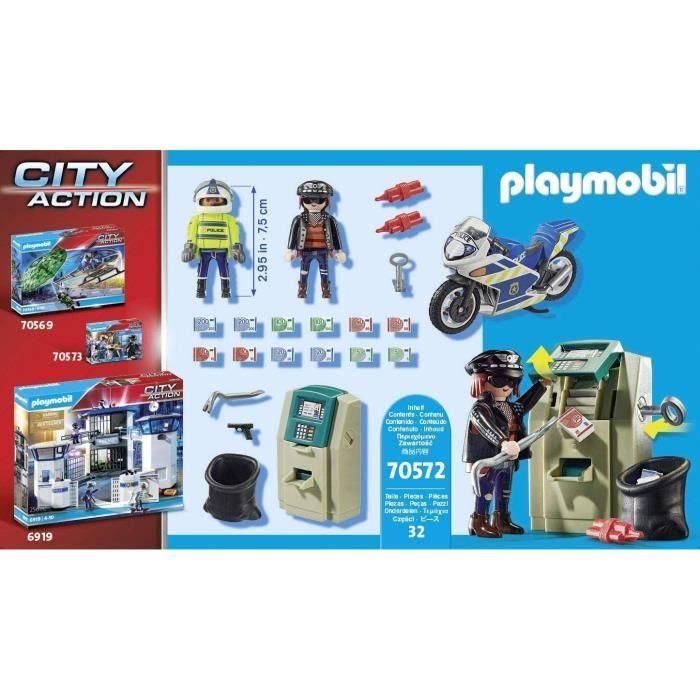 Playmobil City Action Moto de Policía: Persecución del Ladrón de Dinero. Set de Juguete con Vehículo para Niños 4+ Años, Plástico 3