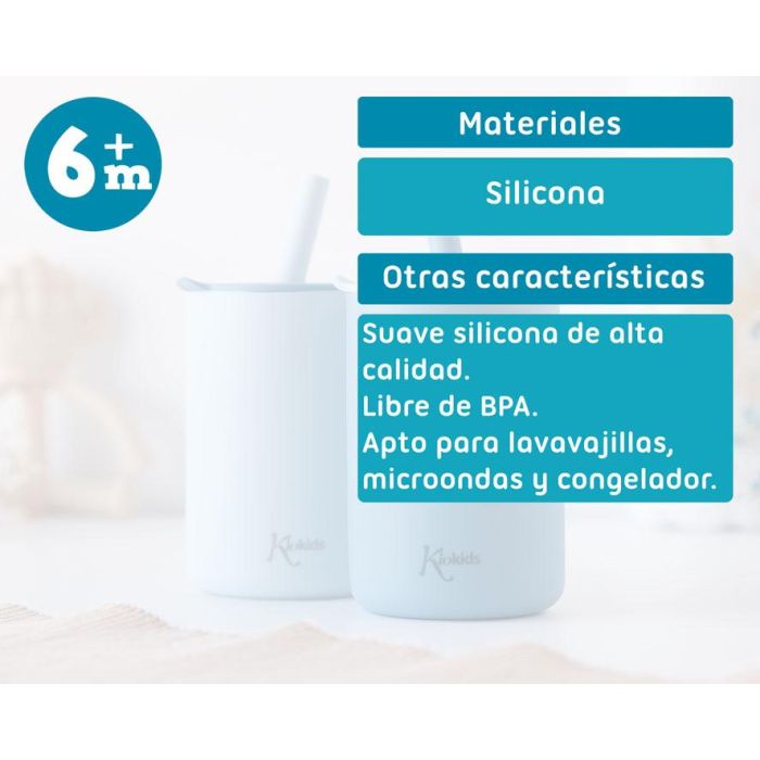 Vasos En Silicona Azul Con Pajita 5 Vasos En Silicona Azul Con Pajita 5