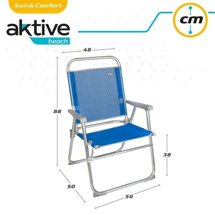 Silla de Playa Aktive Gomera Azul 48 x 88 x 50 cm Aluminio Plegable (4 Unidades) 1 Silla de Playa Aktive Gomera Azul 48 x 88 x 50 cm Aluminio Plegable (4 Unidades) 1