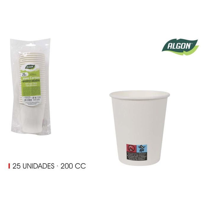 Set de 25 vasos blancos de cartón 200 cc - Algon (36 Cajas) Set de 25 vasos blancos de cartón 200 cc - Algon (36 Cajas)