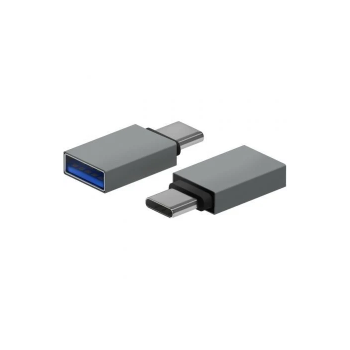 AISENS A108-0718 Mini Adaptador Aluminio USB 3.2 Gen1 5Gbps USB-C Macho a USB-A Hembra Gris