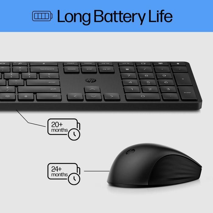 HP 650 Combo Teclado y Ratón Inalámbricos - Confort, Productividad, Teclas Personalizables y Materiales Reciclados 9