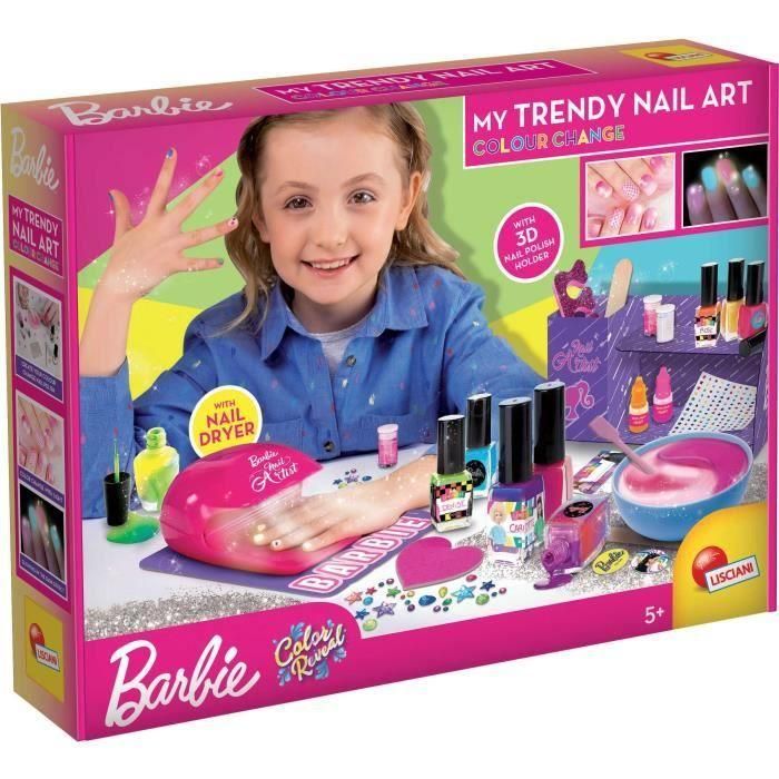 Lisciani Giochi LIS8008324102747 Kit de Esmalte de Uñas Barbie con Efecto de Cambio de Color y Brillo en la Oscuridad