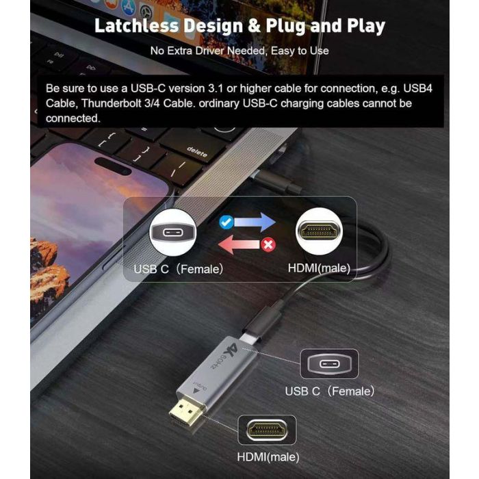 MicroConnect HDMI to USB-C 4K60Hz Adapter M/F (Uni-Directional) 2 MicroConnect HDMI to USB-C 4K60Hz Adapter M/F (Uni-Directional) 2