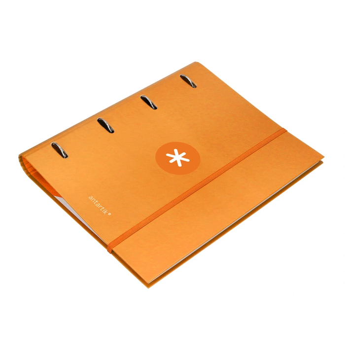 Antartik Carpeta con recambio A4 cuadro 5mm forrada 4 anillas 40mm redondas con solapa color mostaza 6