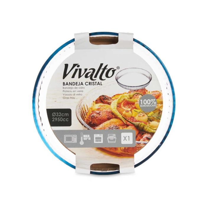 Bandeja Redonda de Vidrio Borosilicato 32 cm Vivalto - Horno y Microondas (6 Unidades) 2 Bandeja Redonda de Vidrio Borosilicato 32 cm Vivalto - Horno y Microondas (6 Unidades) 2