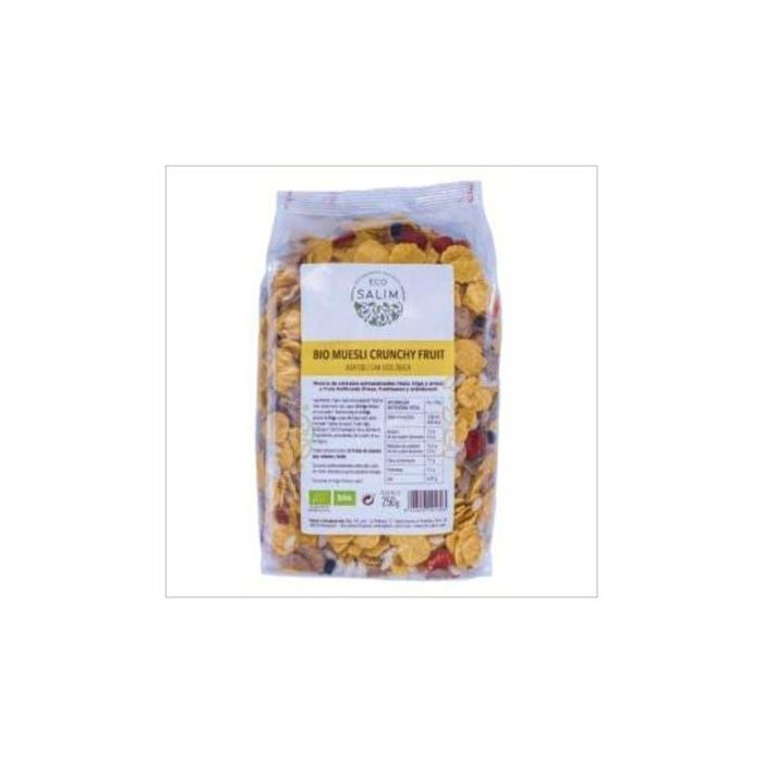 ECO SALIM Bio Muesli Crunchy Fruit con Frambuesa, Fresa y Arándano Ecológico 250g Vegano