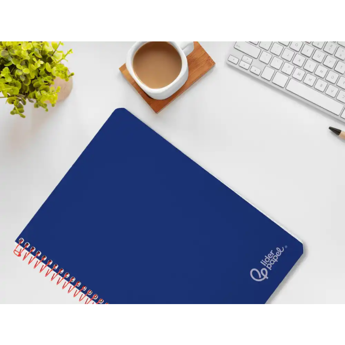 Liderpapel Cuaderno Espiral A4 Witty Tapa Dura 80 Hojas 90gr Pauta 2,5mm con Margen Color Azul Oscuro 6