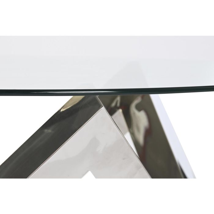 DKD Home Decor Mesa Centro Chic Plateado Transparente Acero Cristal templado 90 x 90 x 45 cm 3