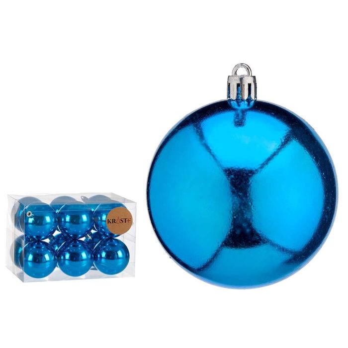 Set 12 Bolas Navidad 7 cm Azules Krist+ - Decoración Navideña (12 Unidades) Set 12 Bolas Navidad 7 cm Azules Krist+ - Decoración Navideña (12 Unidades)