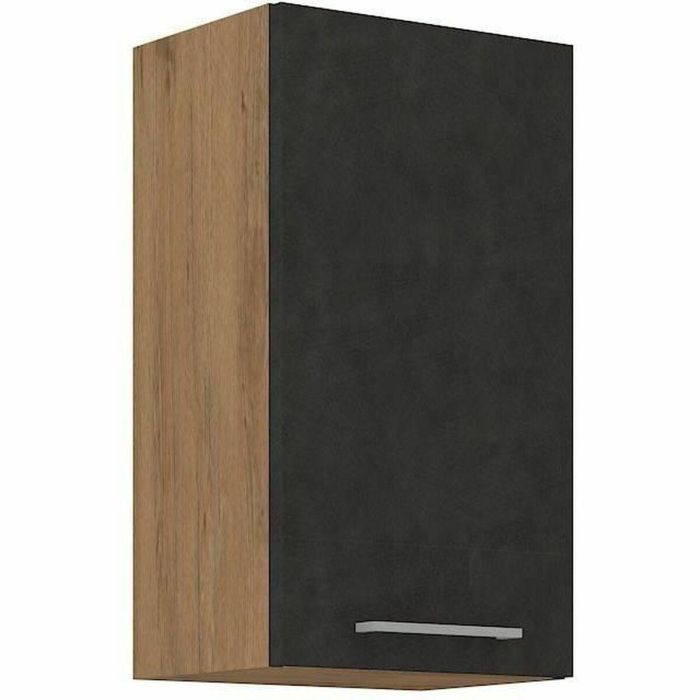 Columna ROCK - Melamina con decoración roble lancelot y gris matera - 1 puerta - L40 x H72 cm