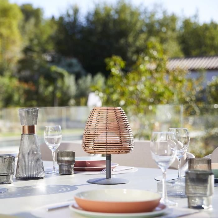 Lumisky LUM3760093543187 Lámpara de Mesa Inalámbrica BOHEME de Ratán Natural, 25 cm de Altura, Luz LED Blanco Cálido 5