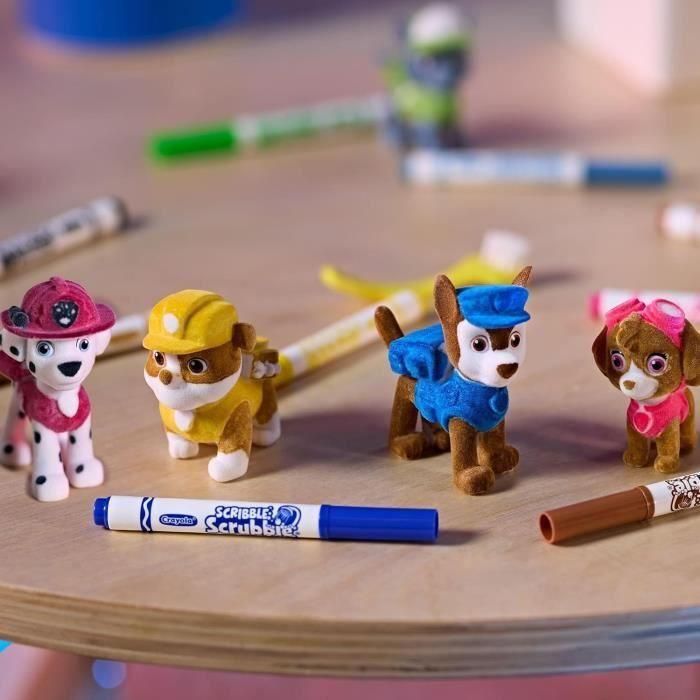 Crayola 74-0290 Washimals Patrulla Canina Set 4 Mascotas Decorar y Lavar Chase, Rubble, Marshall, Skye + Rotuladores Cepillo Pegatinas +3 Años 1