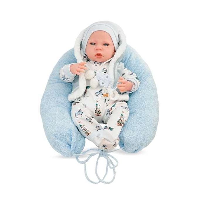 Reborn pijama blanco gorro azul mecanismo pulsador lloro ref: 8400-24 50 cm 1 Reborn pijama blanco gorro azul mecanismo pulsador lloro ref: 8400-24 50 cm 1