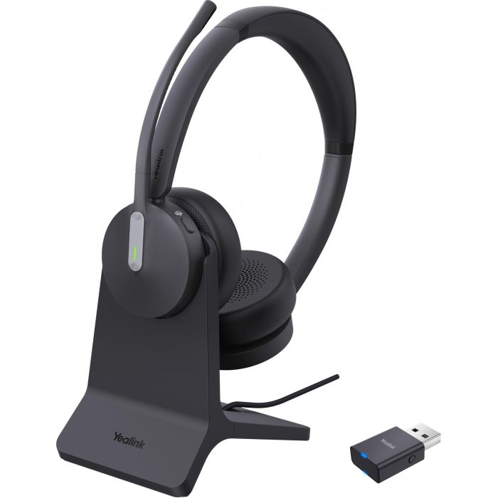 Yealink WH64 Hybrid Dual Auriculares DECT Inalámbricos con Bluetooth 5.2 y Base de Carga, Certificado Microsoft Teams, Binaural para Oficina