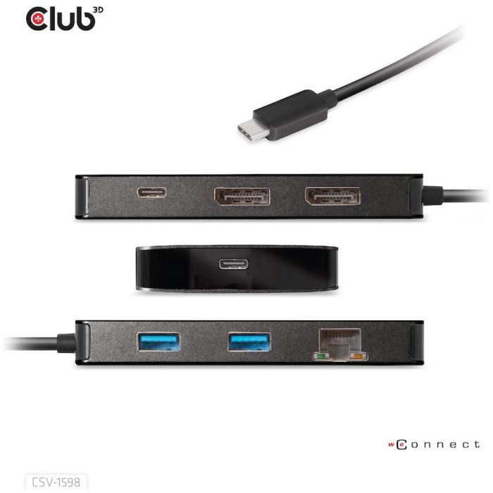Club3D CSV-1598 Hub USB-C 7 en 1: 2xDisplayPort 4K60Hz, 2xUSB, 2xUSB-C, LAN Gigabit Ethernet, PD 100W 10 Club3D CSV-1598 Hub USB-C 7 en 1: 2xDisplayPort 4K60Hz, 2xUSB, 2xUSB-C, LAN Gigabit Ethernet, PD 100W 10