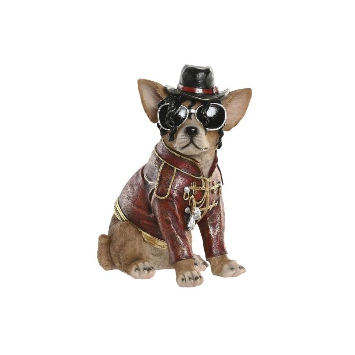 DKD Home Decor Figura Perro Moderno Resina Marrón Granate Dorado 17x32.5x23cm 1