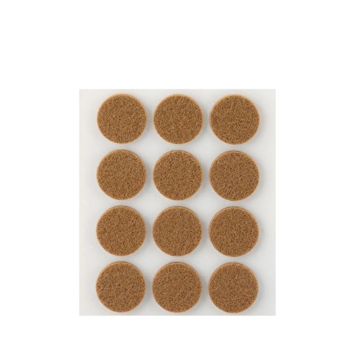 Inofix Plasfix Pack 12 fieltros marrón sintéticos adhesivos Ø22mm, lana acrílica, 3mm